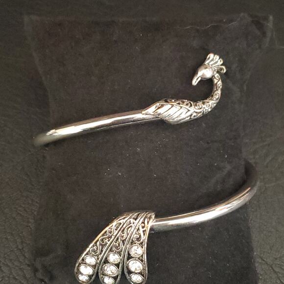 Arm Candy Peacock Bangle Wrap Bracelet Silver Tone with Crystal Accents NIB - Picture 5 of 7
